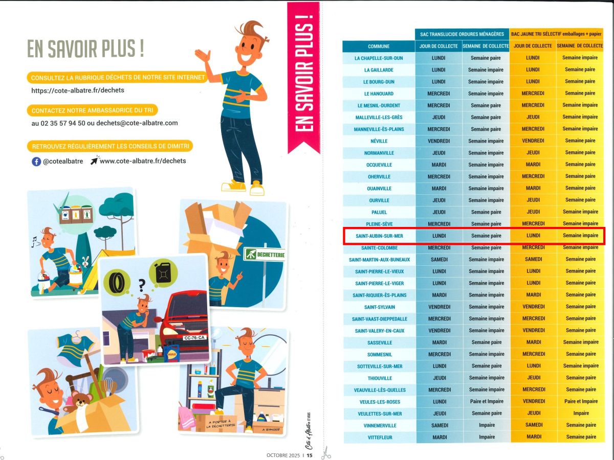 planning ramassage poubelles